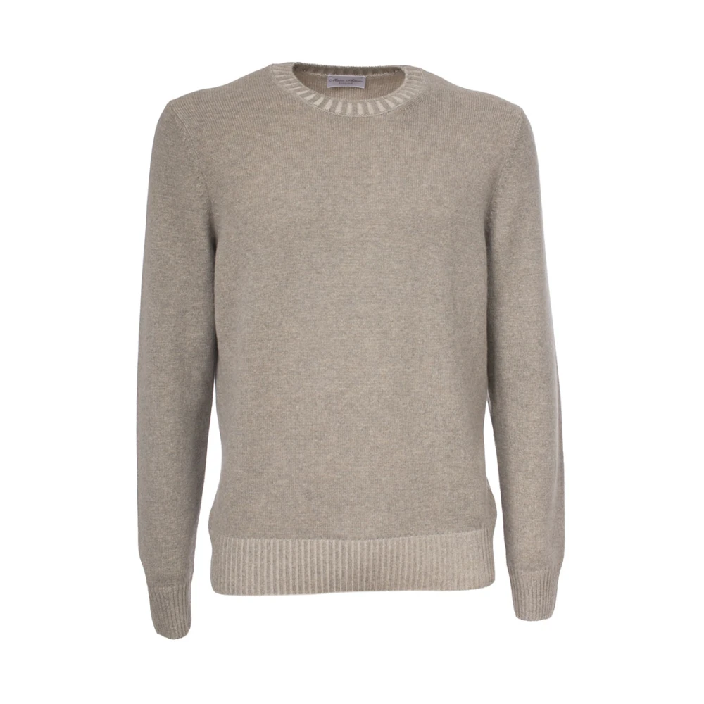 Gran Sasso Slim Fit Kasjmier Trui met Ronde Hals Beige Heren