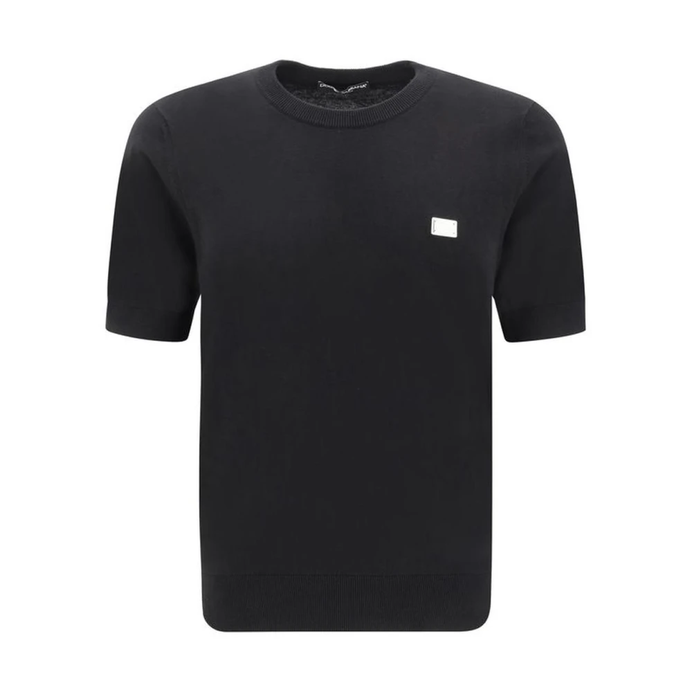 Dolce & Gabbana Monogram Katoenen T-shirt met Gegraveerd Detail Black Heren