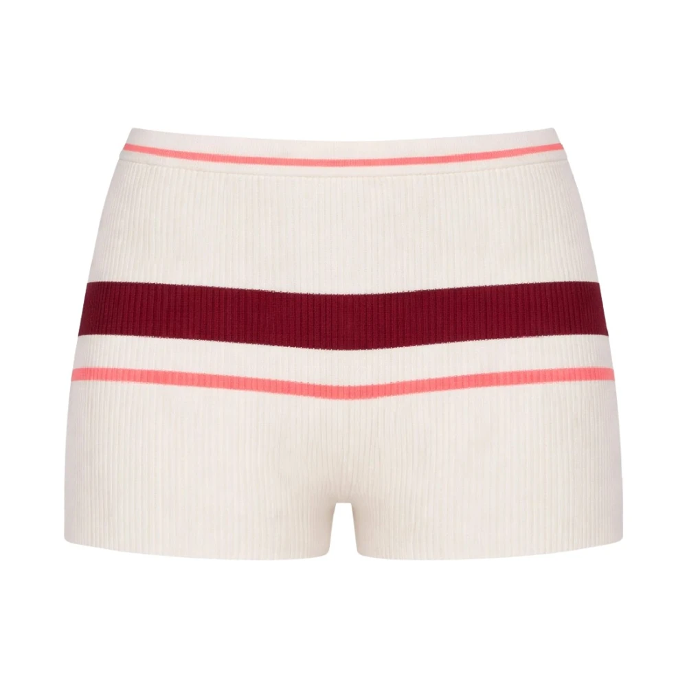 Self Portrait Beige Short Shorts, Female, M, Stripe Viscose Knit Shorts
