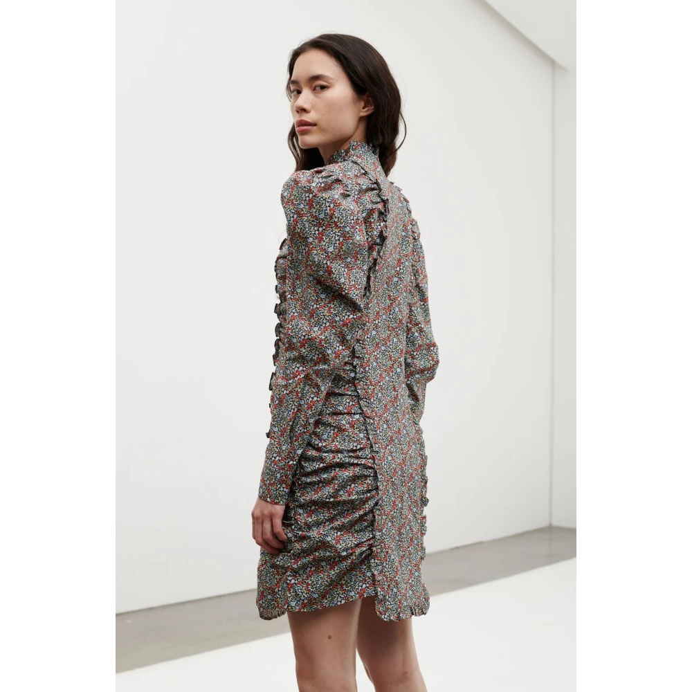 Ganni Gedrukte Mini Jurk Hoge Hals Stijl Multicolor Dames