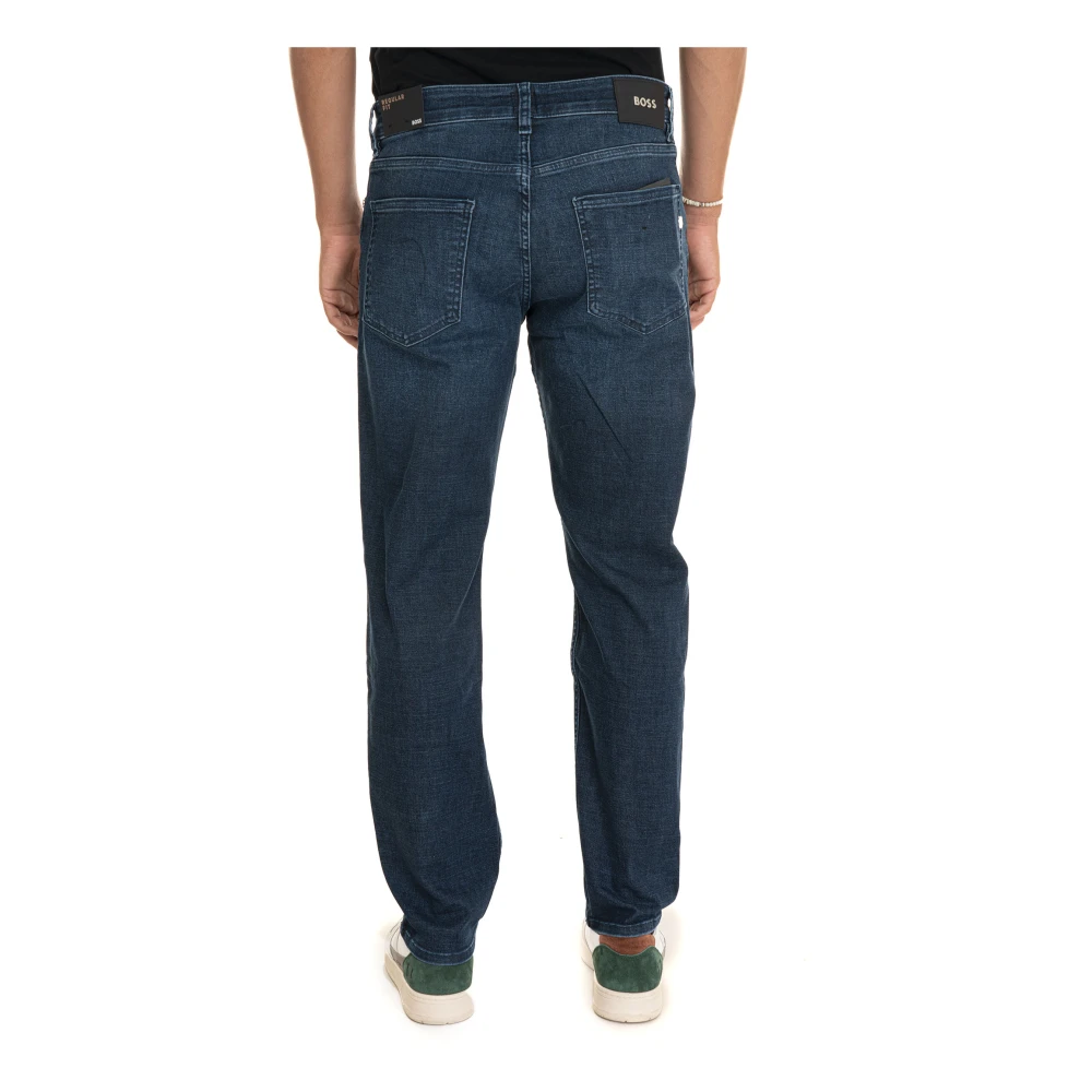 Boss Stone Washed Denim Jeans Blue Heren
