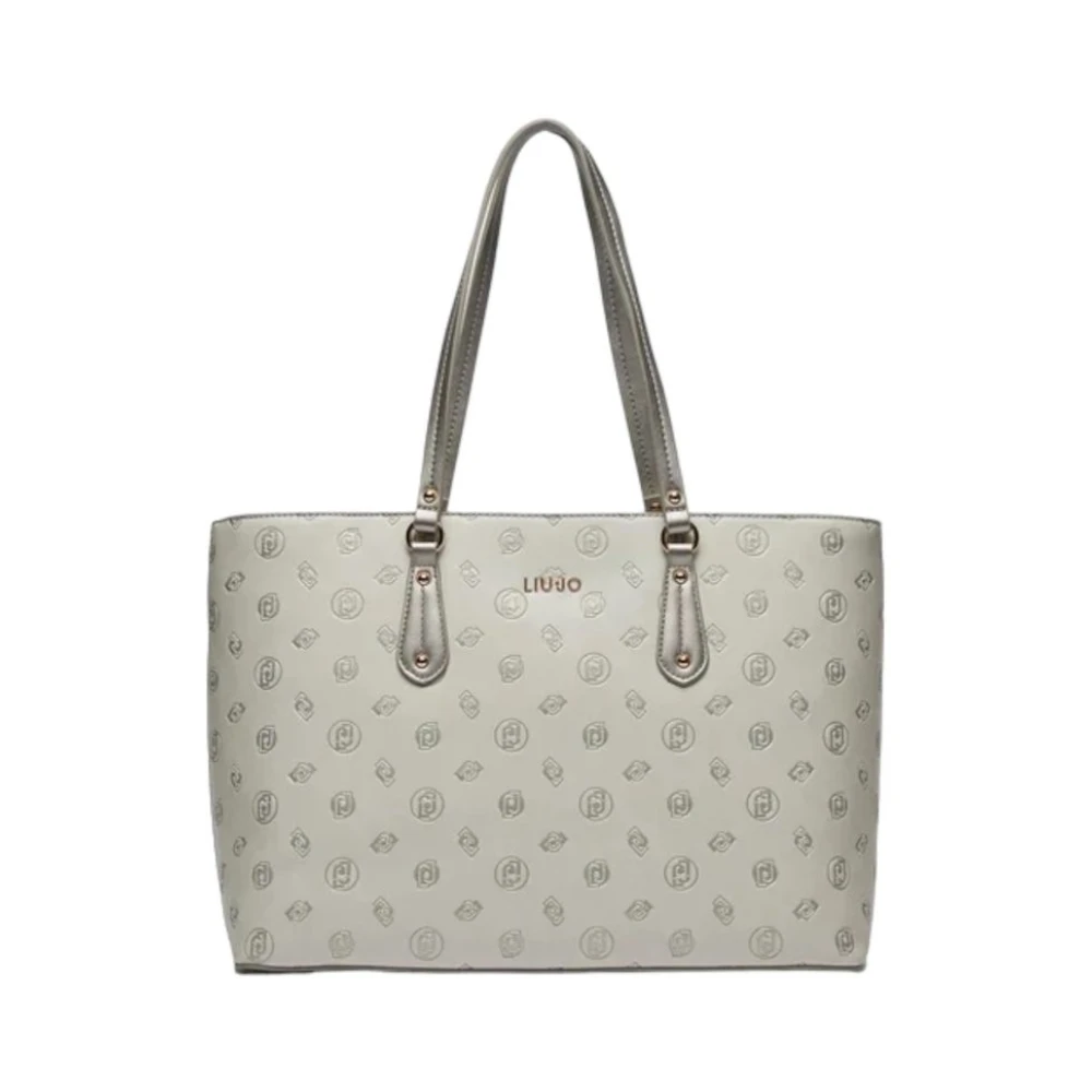 Liu Jo Logo Print Rits Sluiting Handtas Model Beige Dames