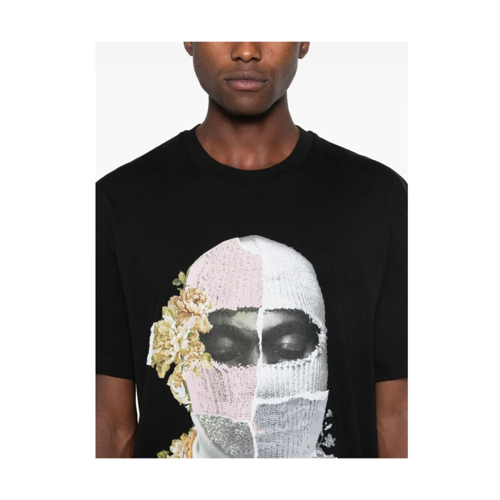 IH NOM UH NIT Krantenmasker Print Katoenen T-shirt Black Heren