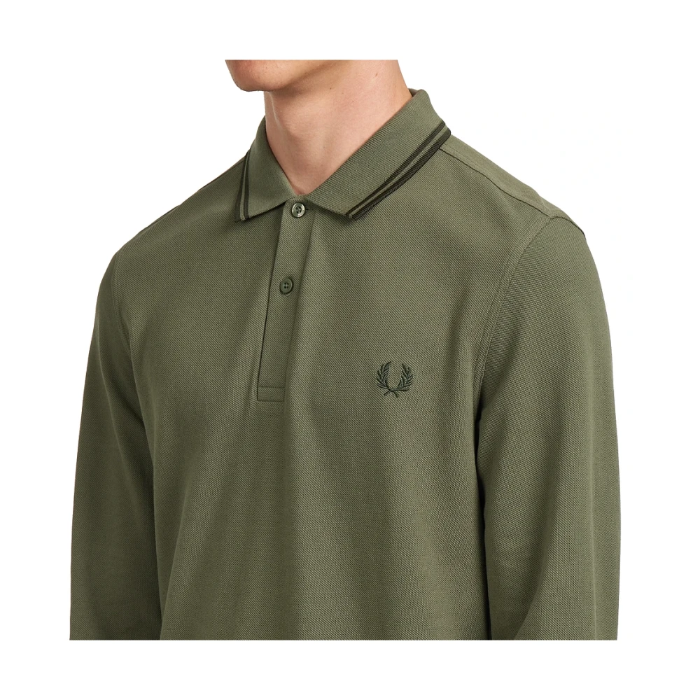 Fred Perry Lange mouw groene polo met rand Green Heren