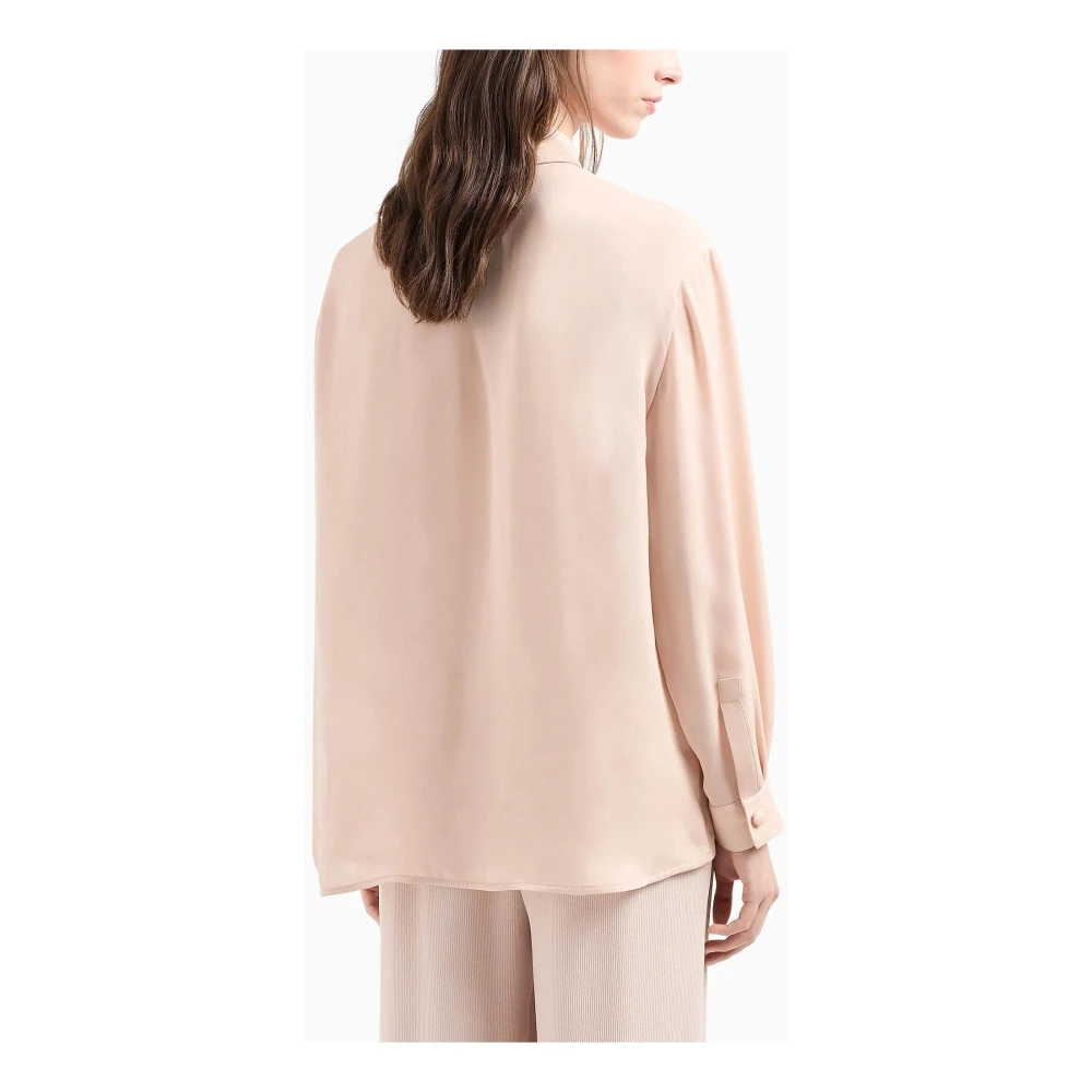 Emporio Armani Zijden Georgette Klassieke Kraag Shirt Pink Dames