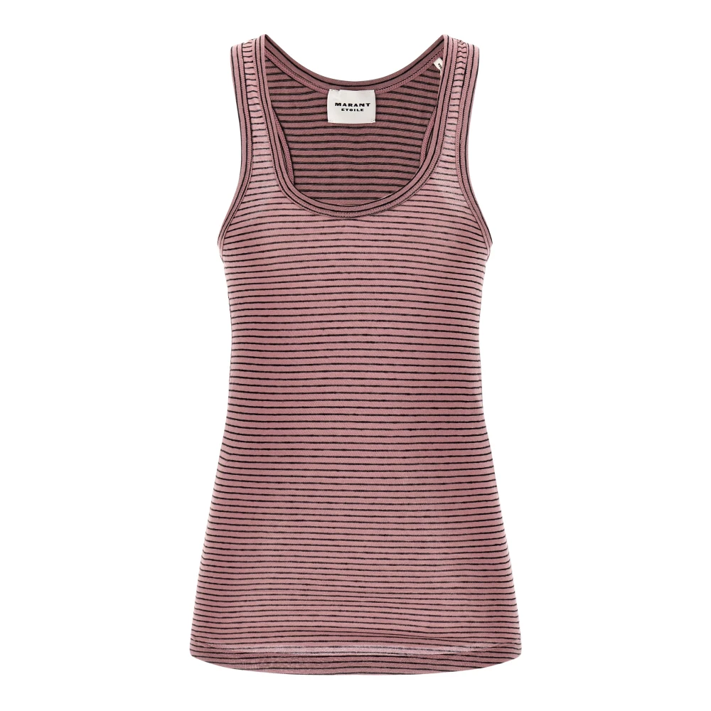 Marant Étoile Women's Pink Sleeveless Tops, M, Thea Striped Tank Top