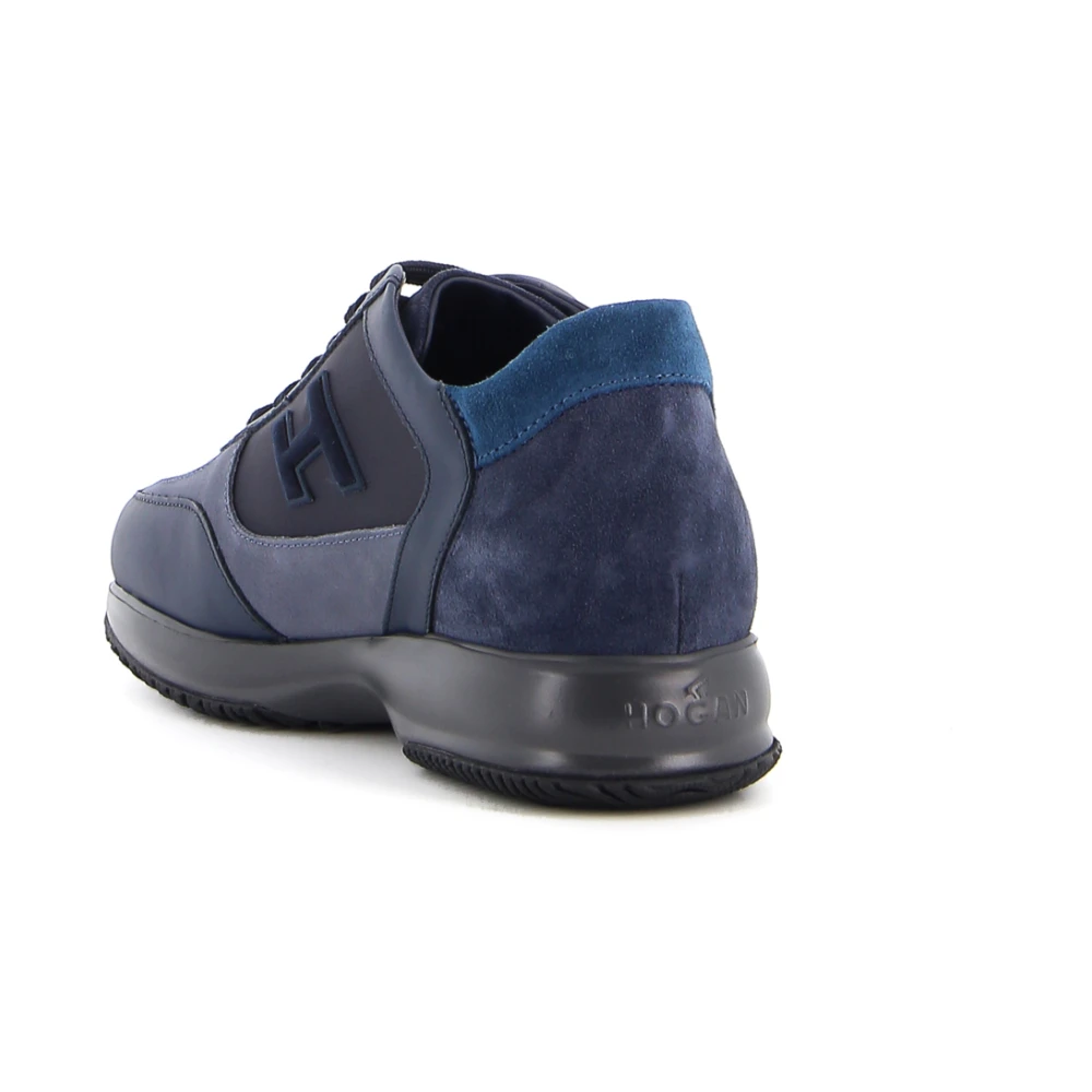 Blaue Lederschuhe mit Patch-Panel GN6360