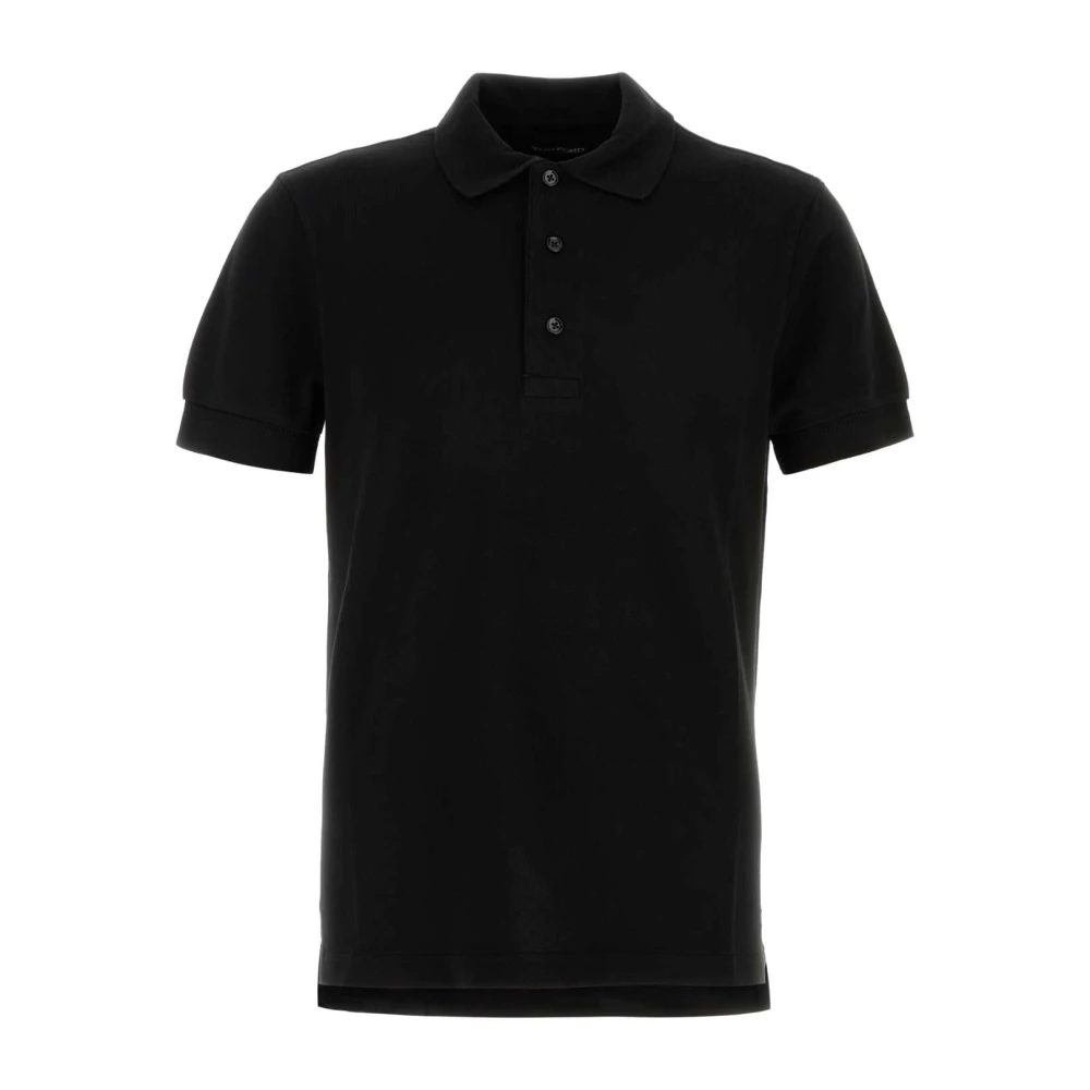Tom Ford Mannelijk Zwart Tops Heren, L, Katoen, Piquet Poloshirt