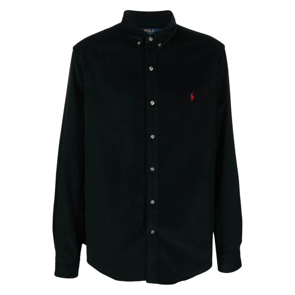 Ralph Lauren Svart Corduroy Broderad Skjorta Black, Herr