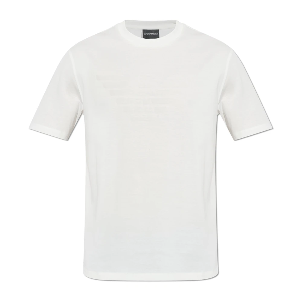 Emporio Armani Men's White T-Shirts, 2XL, Jersey T-Shirt With Matching Intarsia Logo
