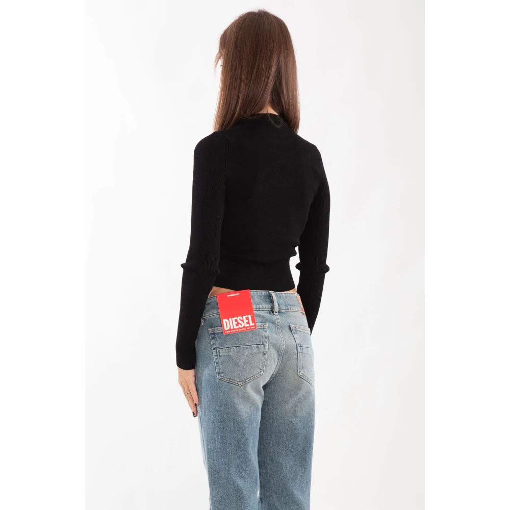 Diesel Geribbelde Metalen Sweater in 9XX Black Dames