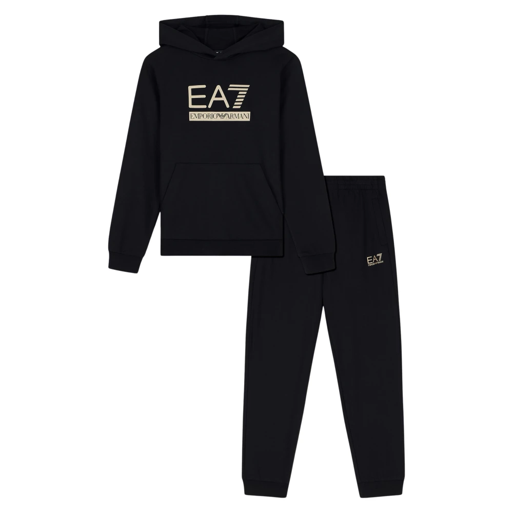 EA7 Emporio Armani Boys Train Visibility Hooded Tracksuit, Black, Size Age: 8 Years - Image 4