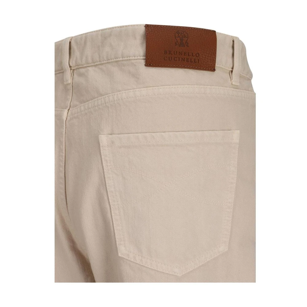 BRUNELLO CUCINELLI Beige Katoenen Broek Rechte Pasvorm Beige Heren