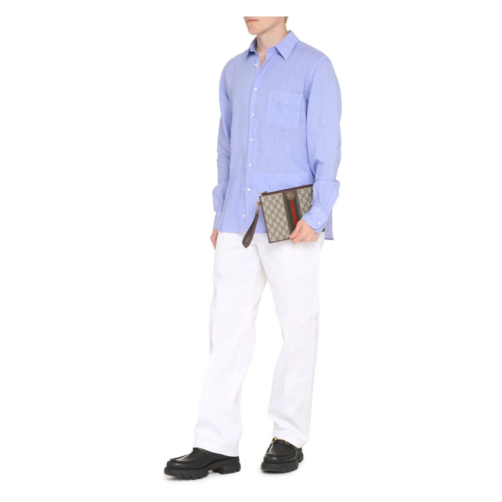 Aspesi Linnen Casual Overhemd Blue Heren
