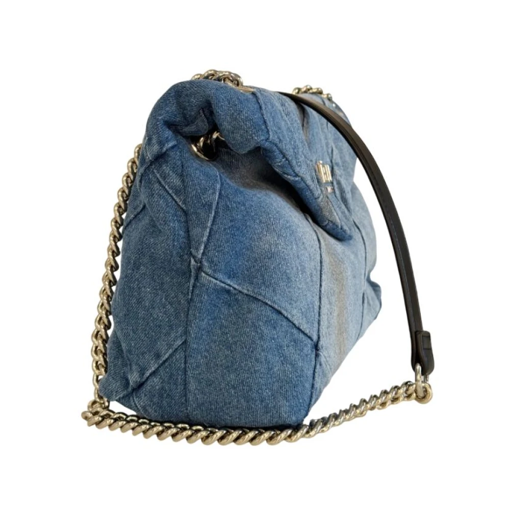Gaëlle Paris Denim Gewatteerde Schoudertas Compact Ontwerp Blue Dames
