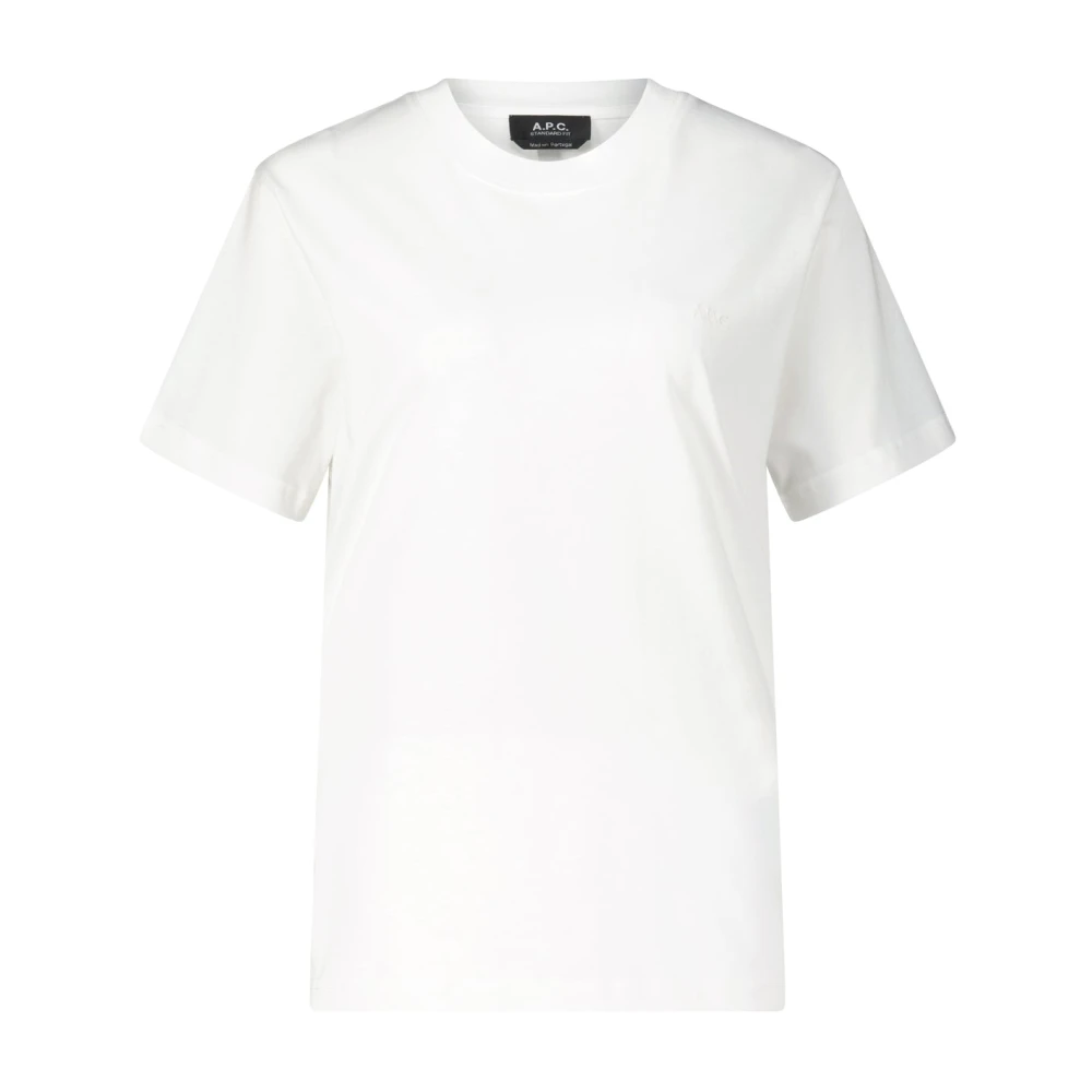 A.p.c. Logo Geborduurd T-Shirt White Dames