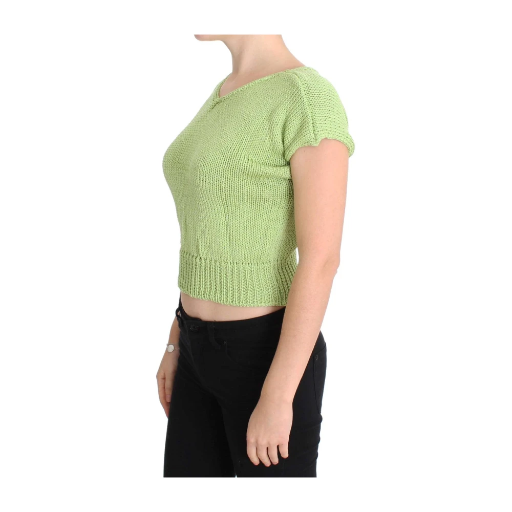 Pink Memories Groene Mouwloze Gebreide Vest Trui Green Dames