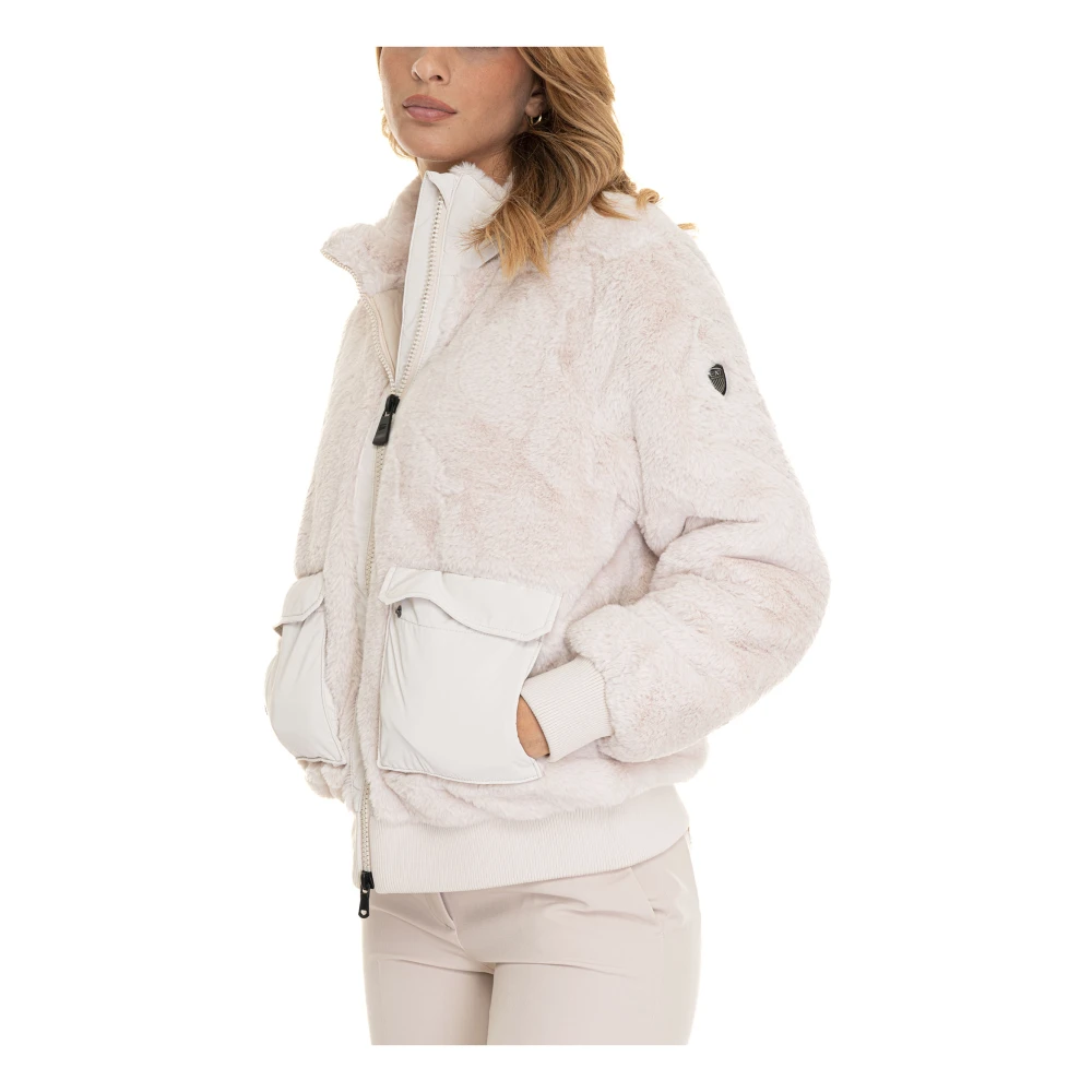 Emporio Armani EA7 Bomberjack met Imitatiebont en Rits White Dames