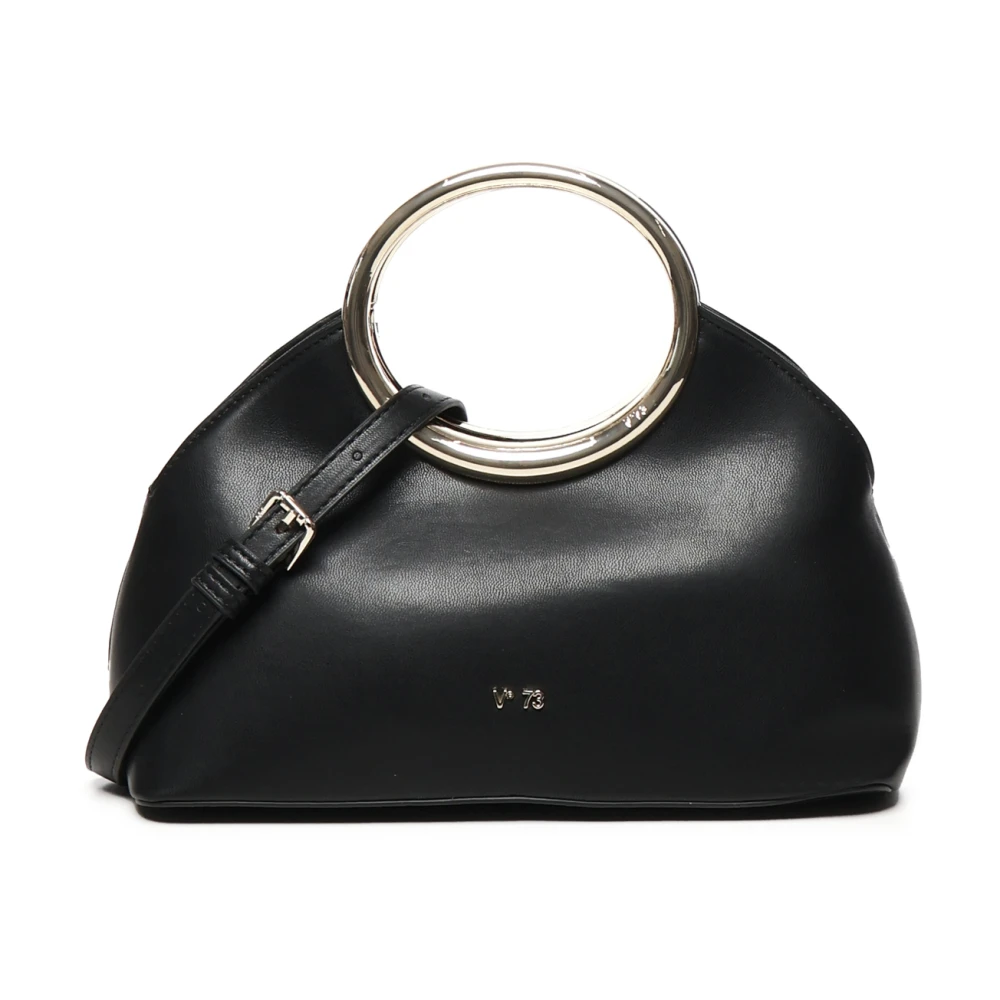 V73 Zwarte Clutch Tas met Cirkel Handvat Black Dames