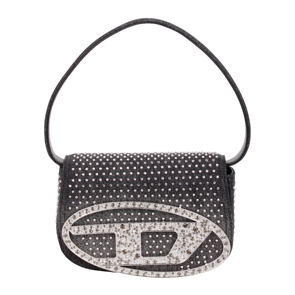 Diesel Schoudertas in denim en kristallen Black Dames