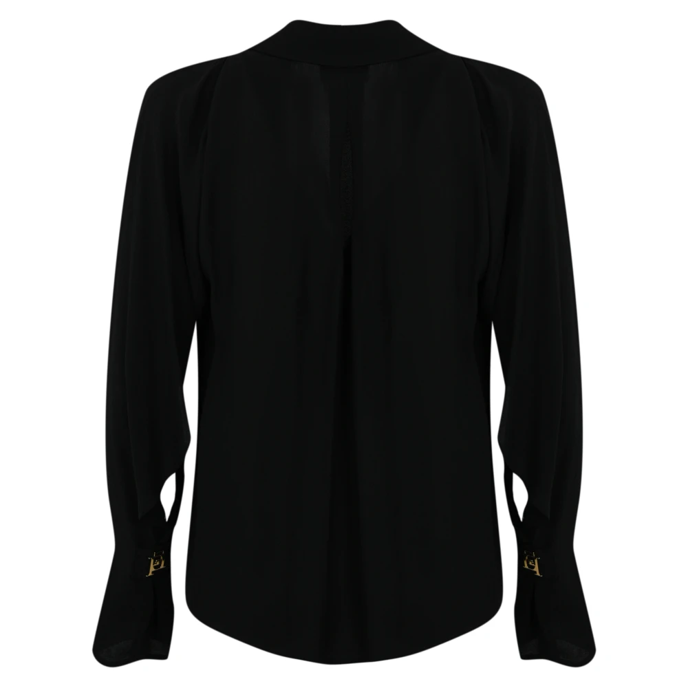 Elisabetta Franchi Zwarte Georgette Shirt met Cut-Out Mouwen Black Dames