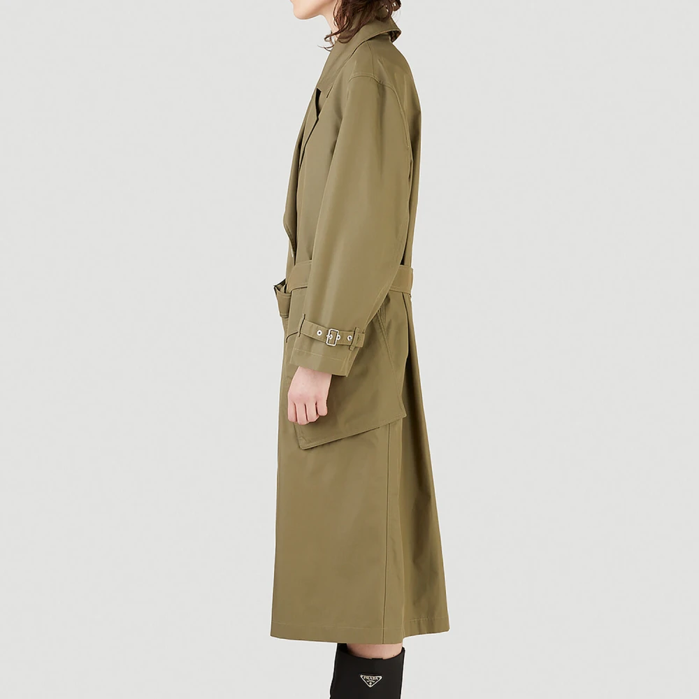 Burberry Gabardine Oversized Trench Coat Green Dames