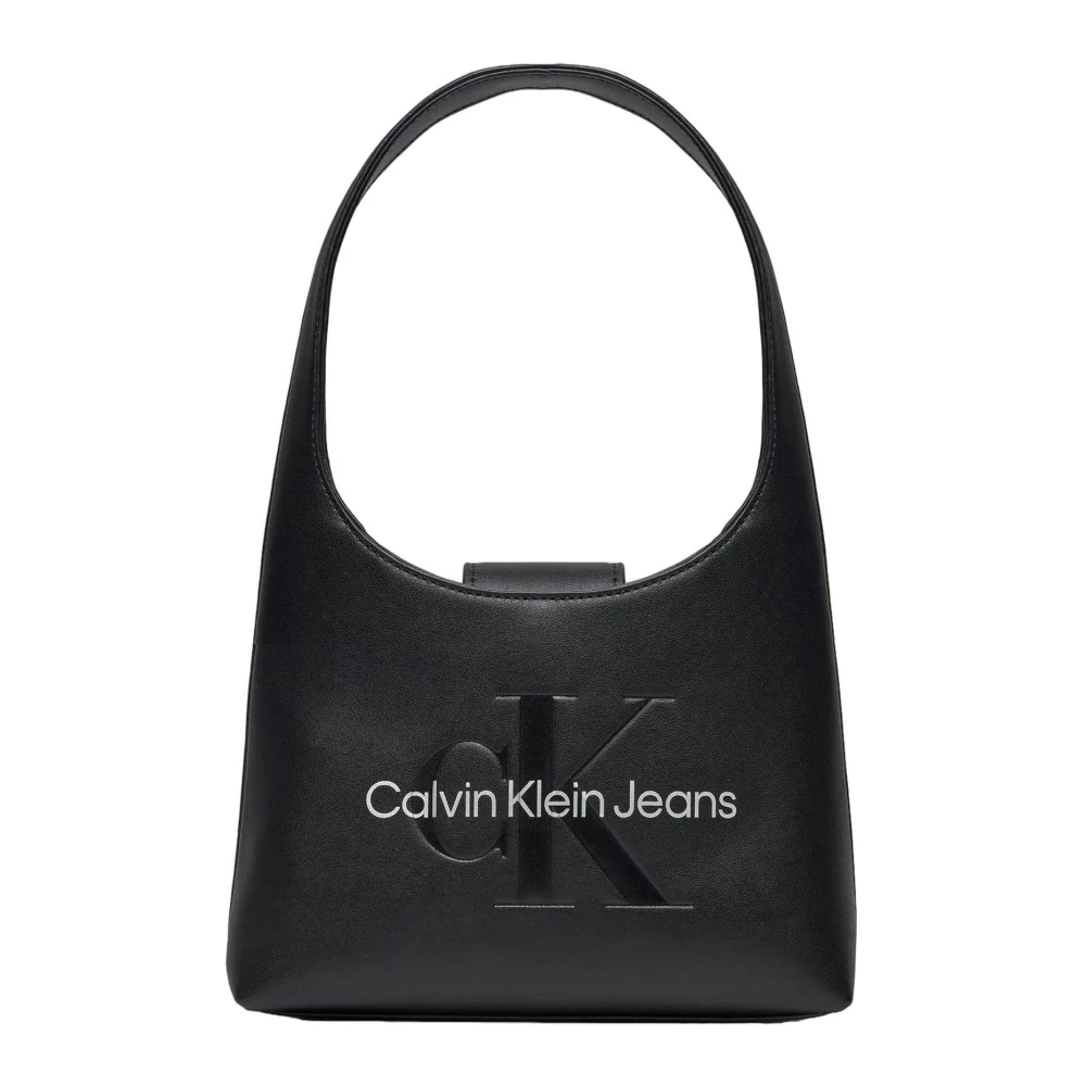 Calvin Klein Jeans Zwarte Bedrukte Rits Handtas Damesmode Black Dames