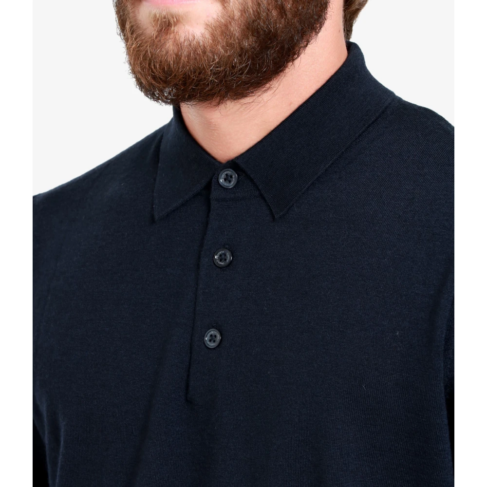 Paolo Pecora Blauwe Wol Polo Sweater Blue Heren