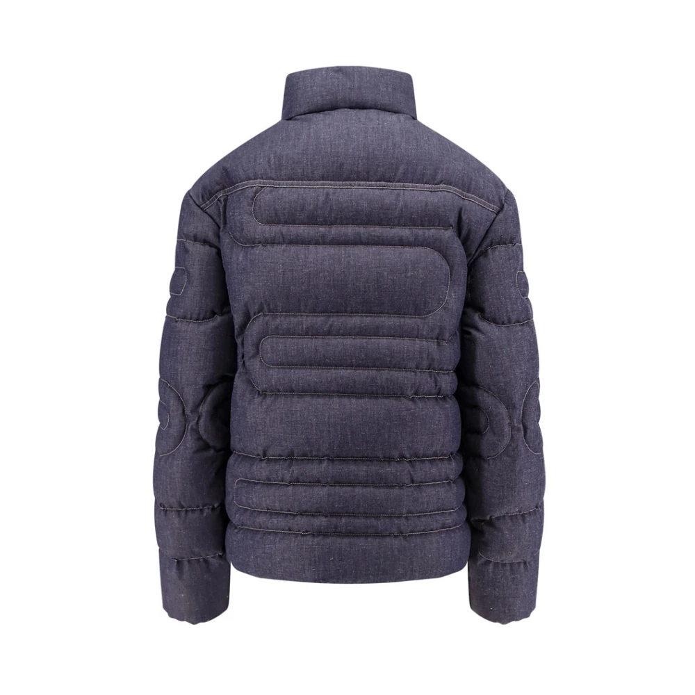 Moncler Denim Effect Stretch Katoenen Jas Blue Dames