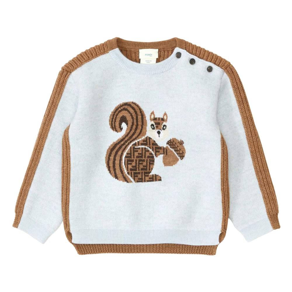 Fendi Unisex Kids Multicolor Kids Knitwear, 18 M, Wool Knit Squirrel Jumper