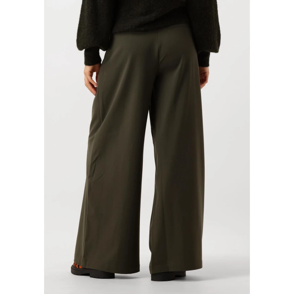 My Essential Wardrobe Wijde broek in donkergroen Green Dames
