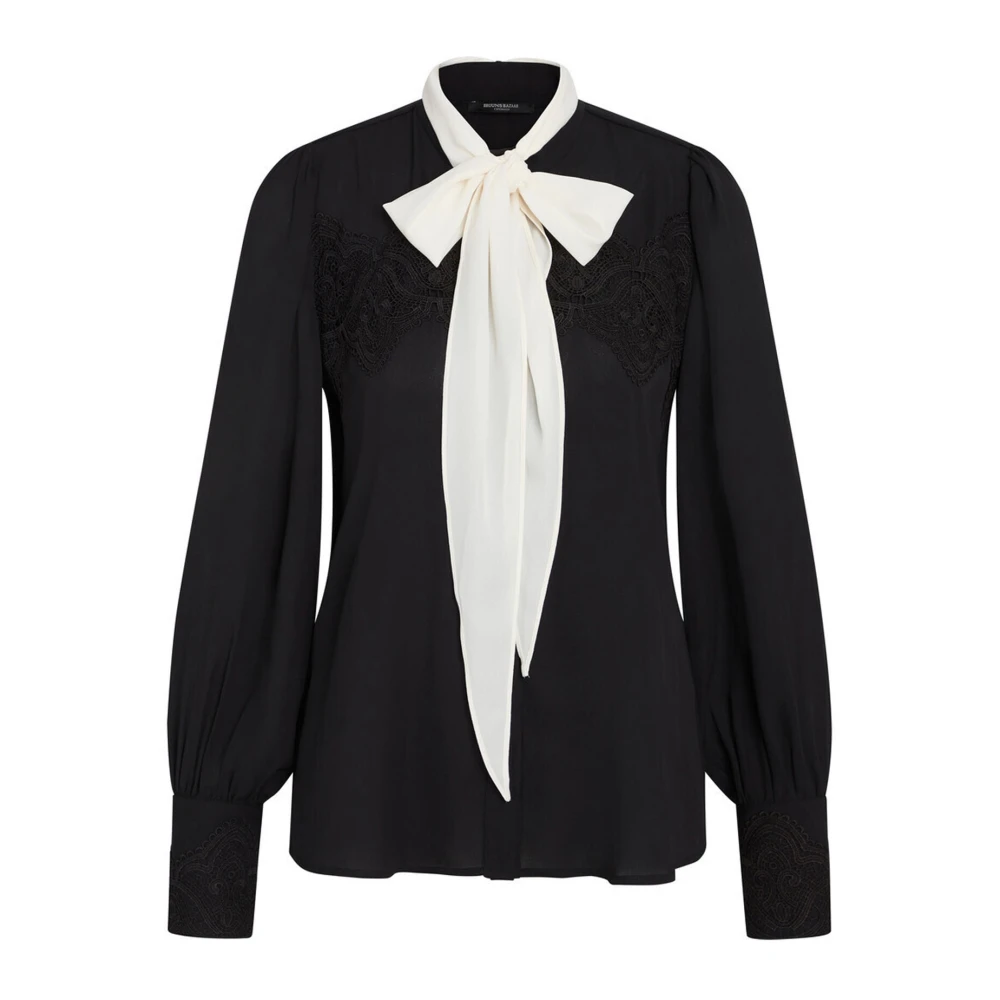 Bruuns Bazaar Elegante Camillabbdura Zwarte Shirt met Strik Black Dames