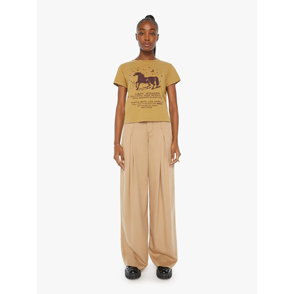 Mother Goedie Paardenprint T-Shirt Beige Dames