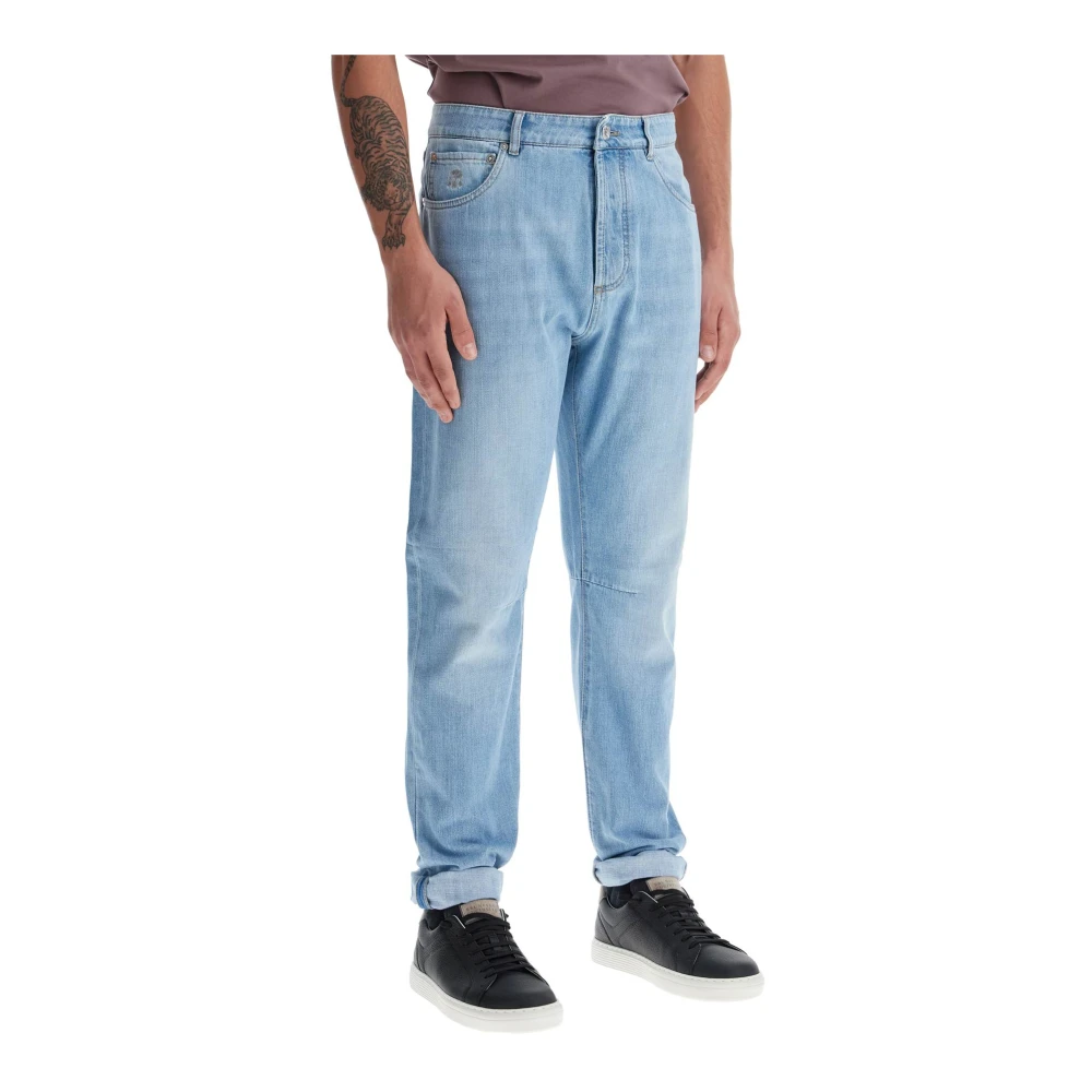 BRUNELLO CUCINELLI Lichtgewicht Katoen Denim Casual Fit Jeans Blue Heren