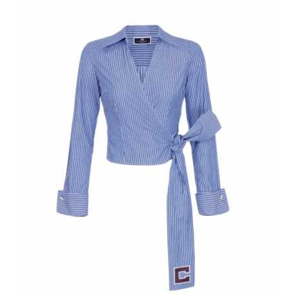 Elisabetta Franchi Blauw-Wit Gestreepte Cache Cœur Shirt Blue Dames