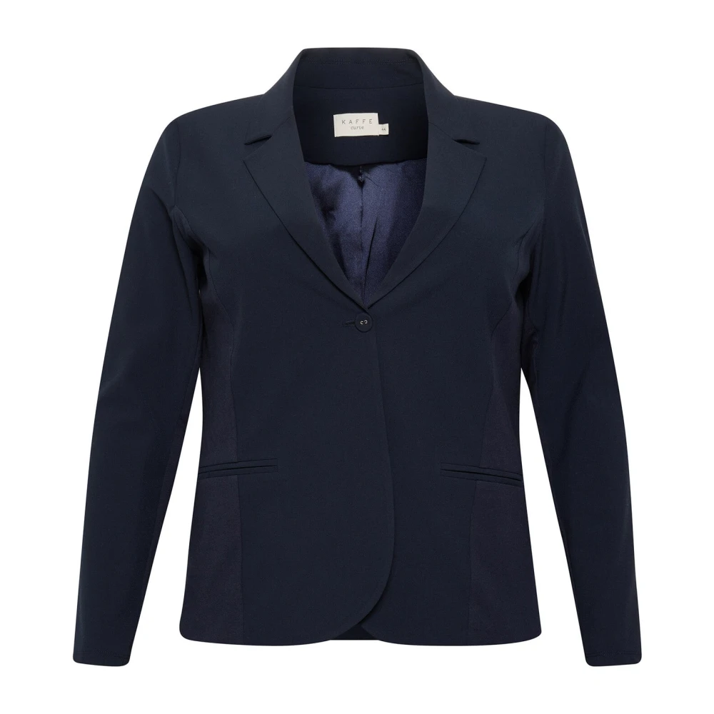 Kaffe Curve Women's Blue Blazers, 7XL, Midnight Marine Blazer With V-Neck
