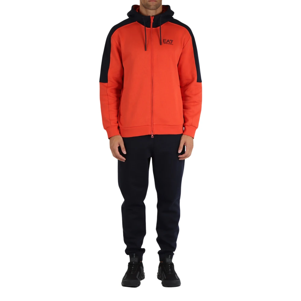 Emporio Armani EA7 Sportieve Hoodie en Joggingbroek Set Orange Heren