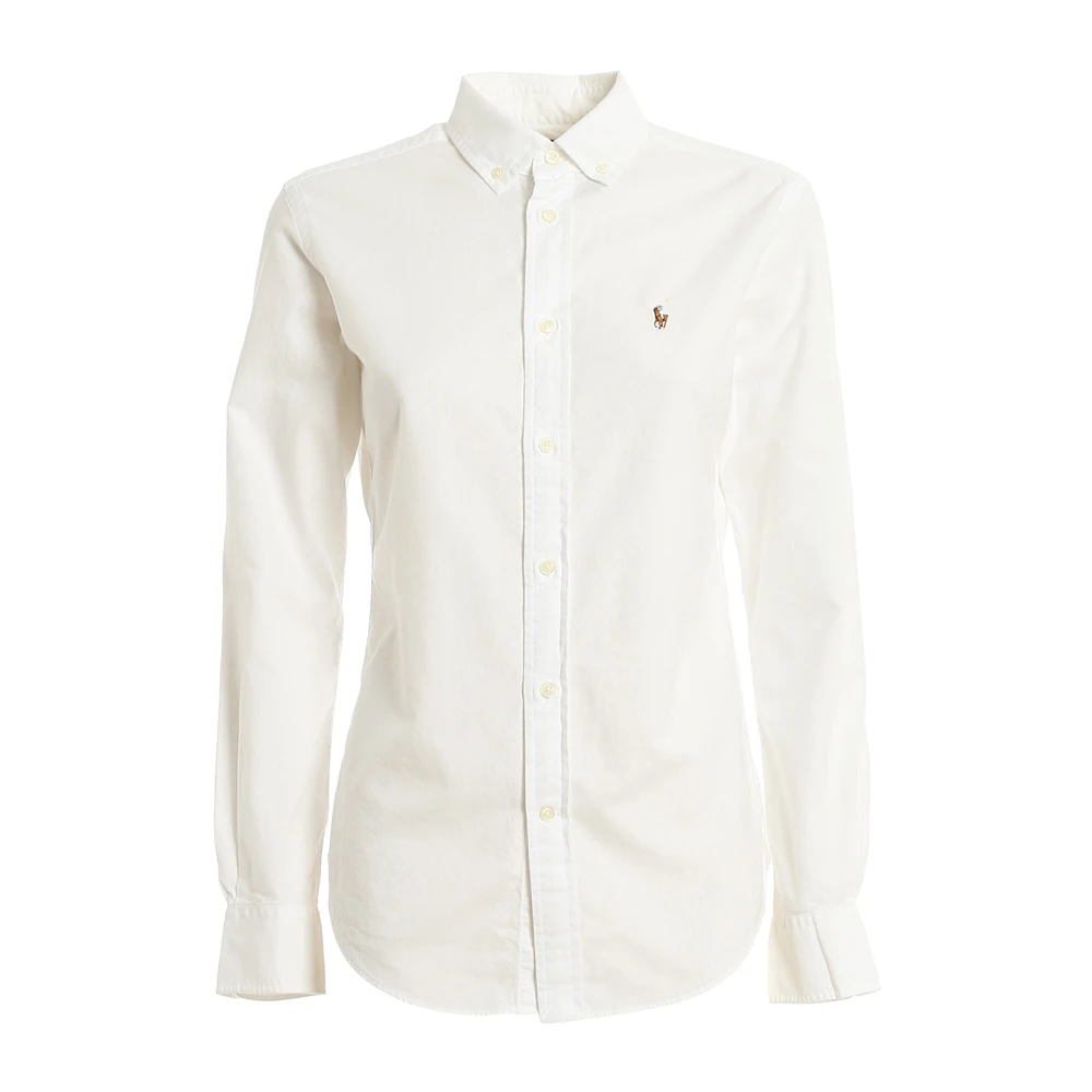 Ralph Lauren Pony Geborduurd Overhemd met Knopen White Dames