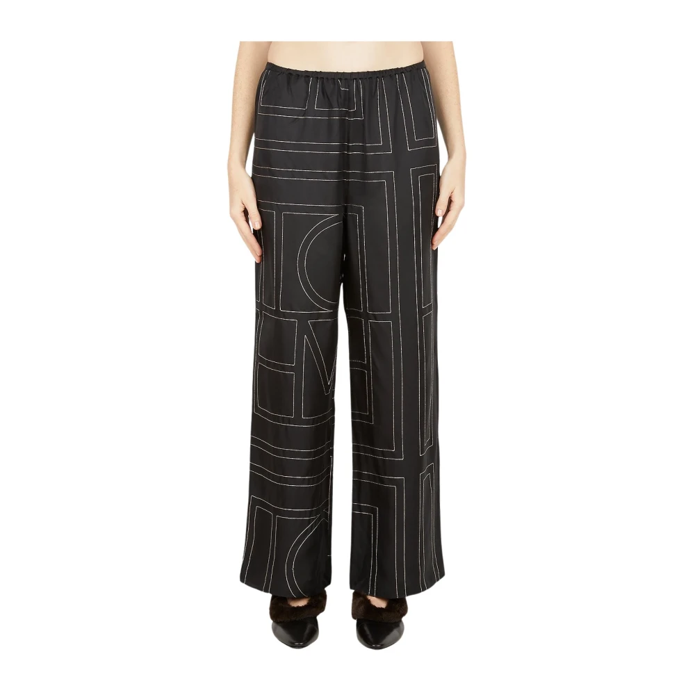 Totême Women's Black Monogram Trousers - Wide Trousers - 2XS - Trousers
