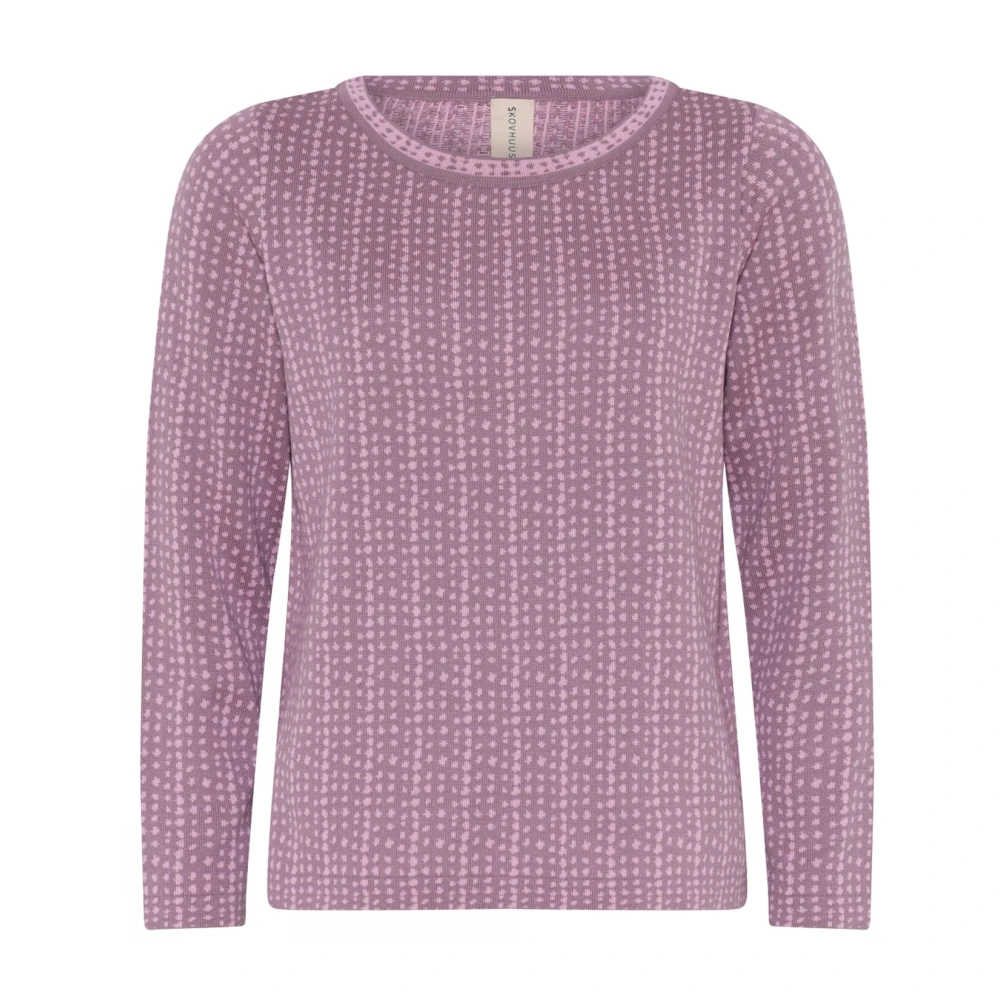 Skovhuus Gestippelde O-Neck Trui Valerian Purple Dames