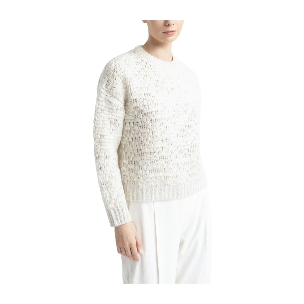 PESERICO Wol alpaca en lurex shaded jacquard trui White Dames