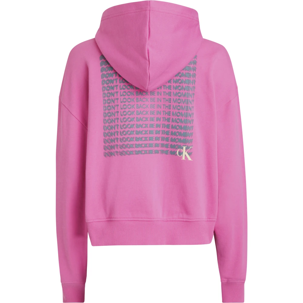 Calvin Klein Stijlvolle Fuchsia Sweater Met Rits Capuchon Pink Dames