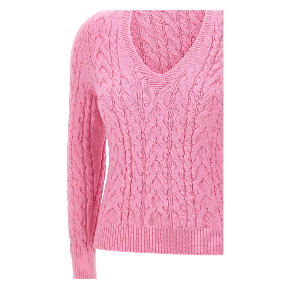 Kaos Cyclamen Pink V-Neck Sweater Pink Dames