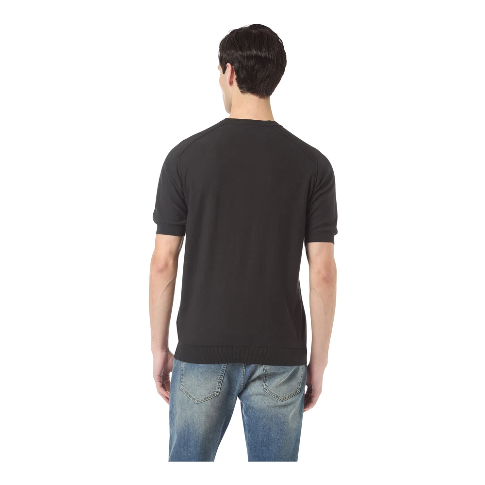 Eleventy Katoenen Crewneck Raglan T-shirt Black Heren