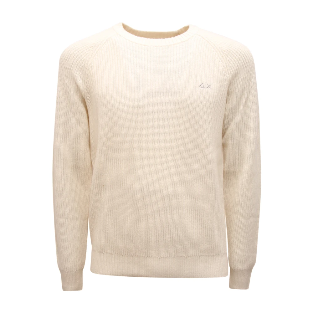 Sun68 Men's White Round-Neck Knitwear, S, Wool Blend Jumper In