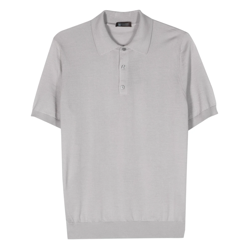 Colombo Luxe Cashmere Silk Polo Shirt Gray Heren