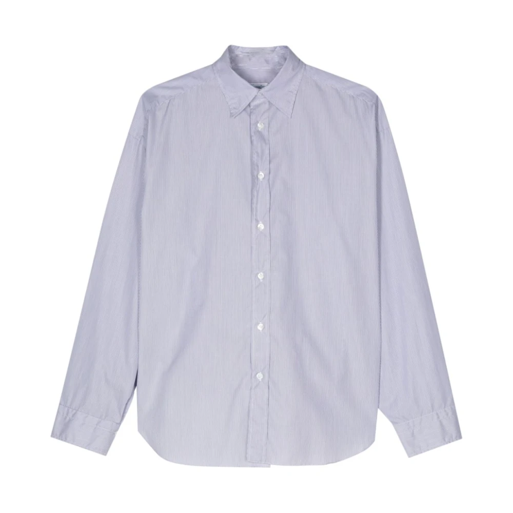 Finamore Blauw Verticaal Gestreept Overhemd Blue Dames