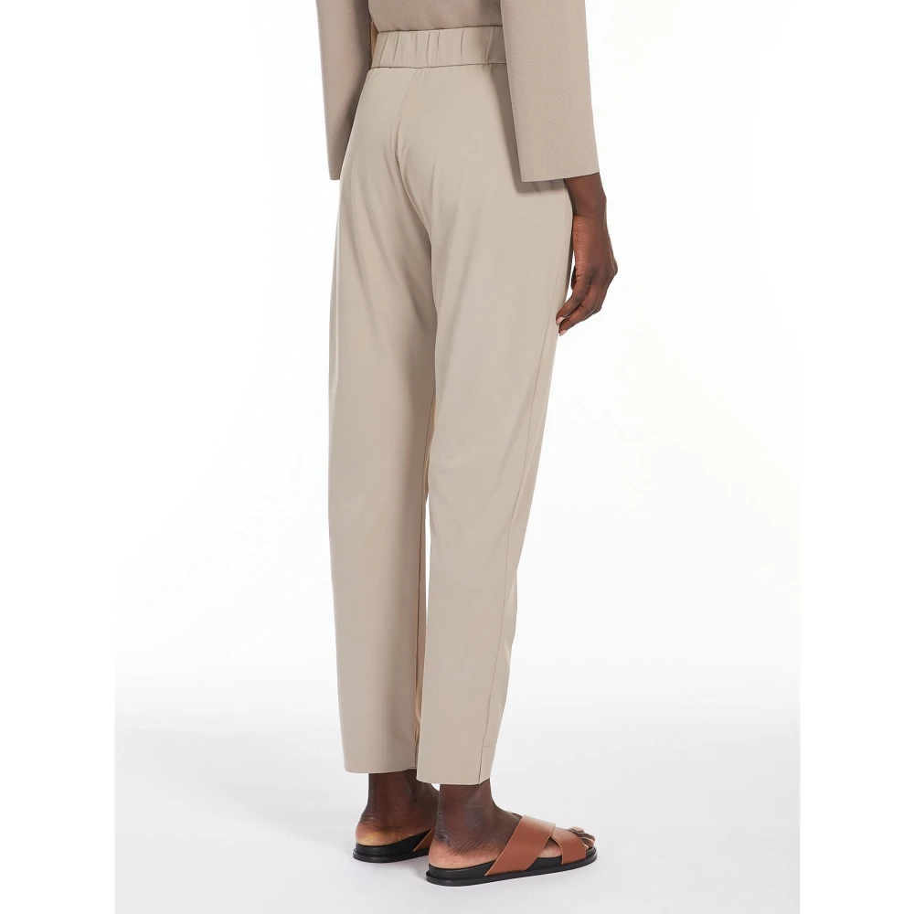 Max Mara Technische Jersey Broek met Franse Zakken Beige Dames