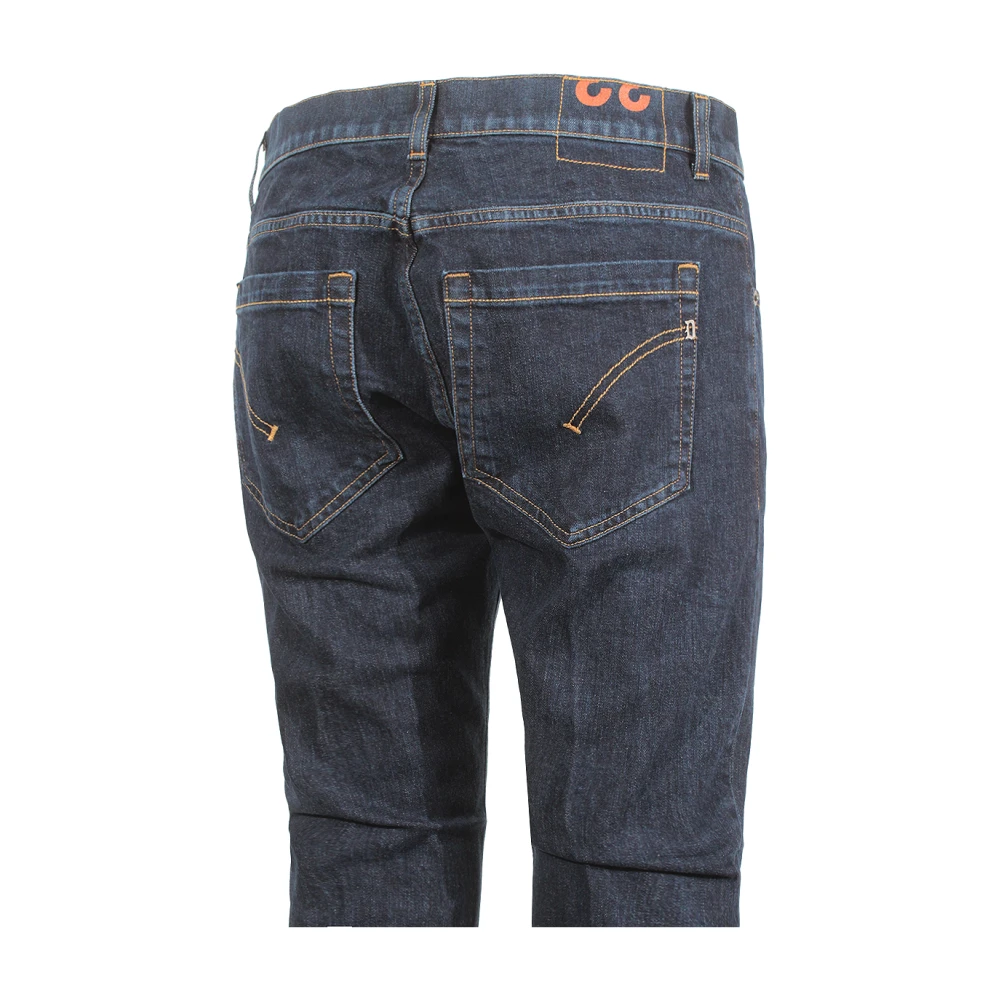 Dondup Blauwe Slim Fit Jeans met Metalen Logo Blue Heren