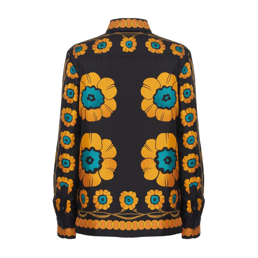La DoubleJ Klassieke Zijden Blouse met Knopen Multicolor Dames